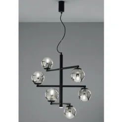 Lampadario a 6 Luci in Metallo Verniciato con Diffusori in Vetro - Lido