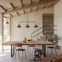 Lampadario a 3 Luci in Rame e Ottone Stile Vintage - Contrada by Il Fanale