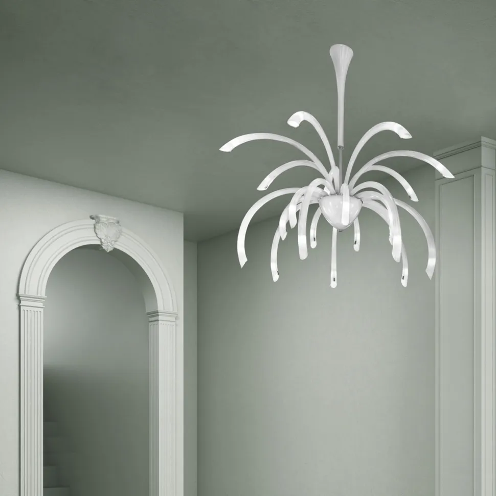Lampadario a 21 Luci in Vetro Veneziano Fatto a Mano in Italia - Jason