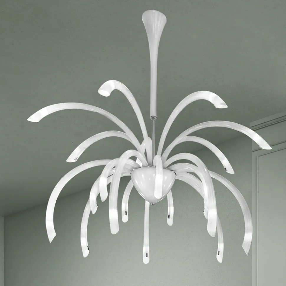 Lampadario a 21 Luci in Vetro Veneziano Fatto a Mano in Italia - Jason