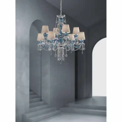 Lampadario a 8 Luci in Vetro Veneziano Lavorato a Mano, Made in Italy - Milagros