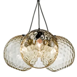 Lampadario a Mazzo Tre Lumi in Vetro Soffiato Veneziano Made in Italy - Lucilla