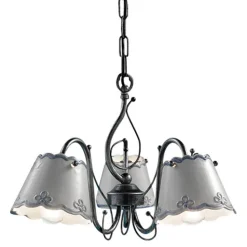 Lampadario a 3 o 5 Luci in Ceramica Effetto Ricamo Dipinta a Mano - Ravenna