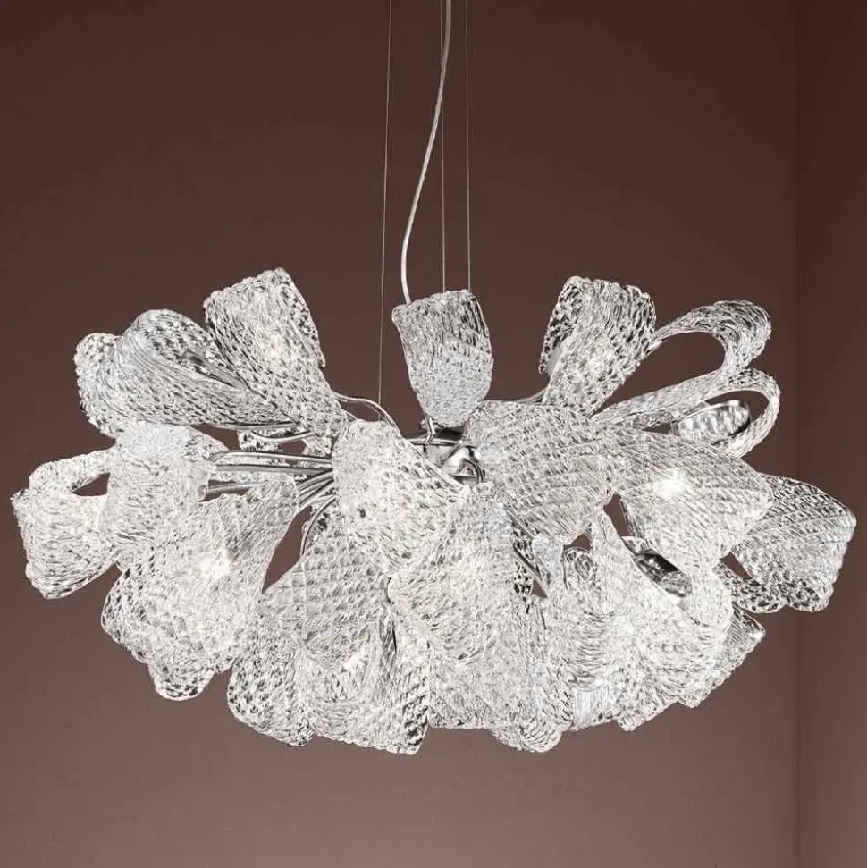Lampadario Artigianale a 21 Luci in Vetro Veneziano, Made in Italy - Diamonique