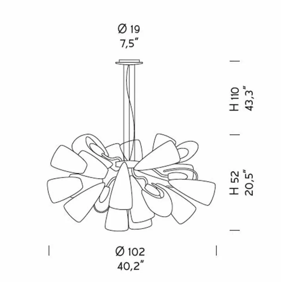 Lampadario Artigianale a 21 Luci in Vetro Veneziano, Made in Italy - Diamonique