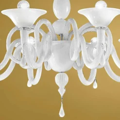 Lampadario Artigianale a 8 Luci in Vetro di Venezia, Made in Italy - Margherita