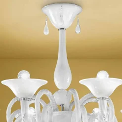 Lampadario Artigianale a 8 Luci in Vetro di Venezia, Made in Italy - Margherita