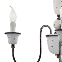 Lampadario Artigianale Ceramica e Ottone Anticato - Sanremo