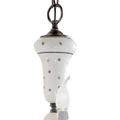 Lampadario Artigianale Ceramica e Ottone Anticato - Sanremo