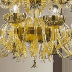 Lampadario Artigianale da 18 Luci in Vetro di Venezia, Made in Italy - Regina