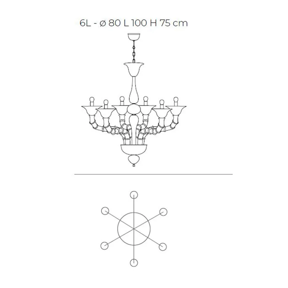 Lampadario Artigianale in Vetro Veneziano Soffiato Stile Classico - Vanity