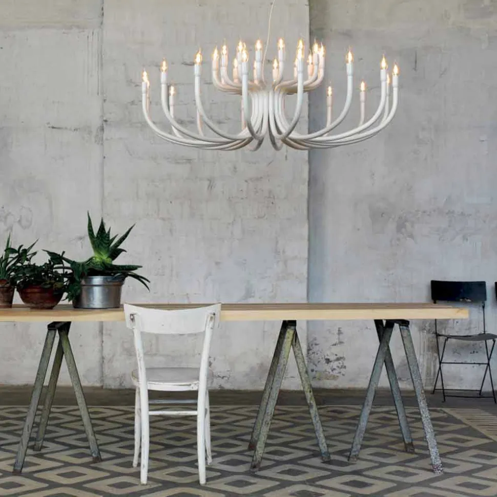 Lampadario a Sospensione a 16 o 32 Luci in Alluminio Bianco o Nero - Alviso