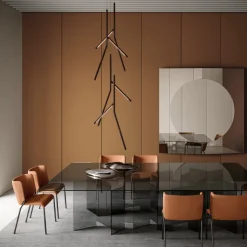 Lampadario a Sospensione con Rosone Unico in Legno Made in Italy - Orlov