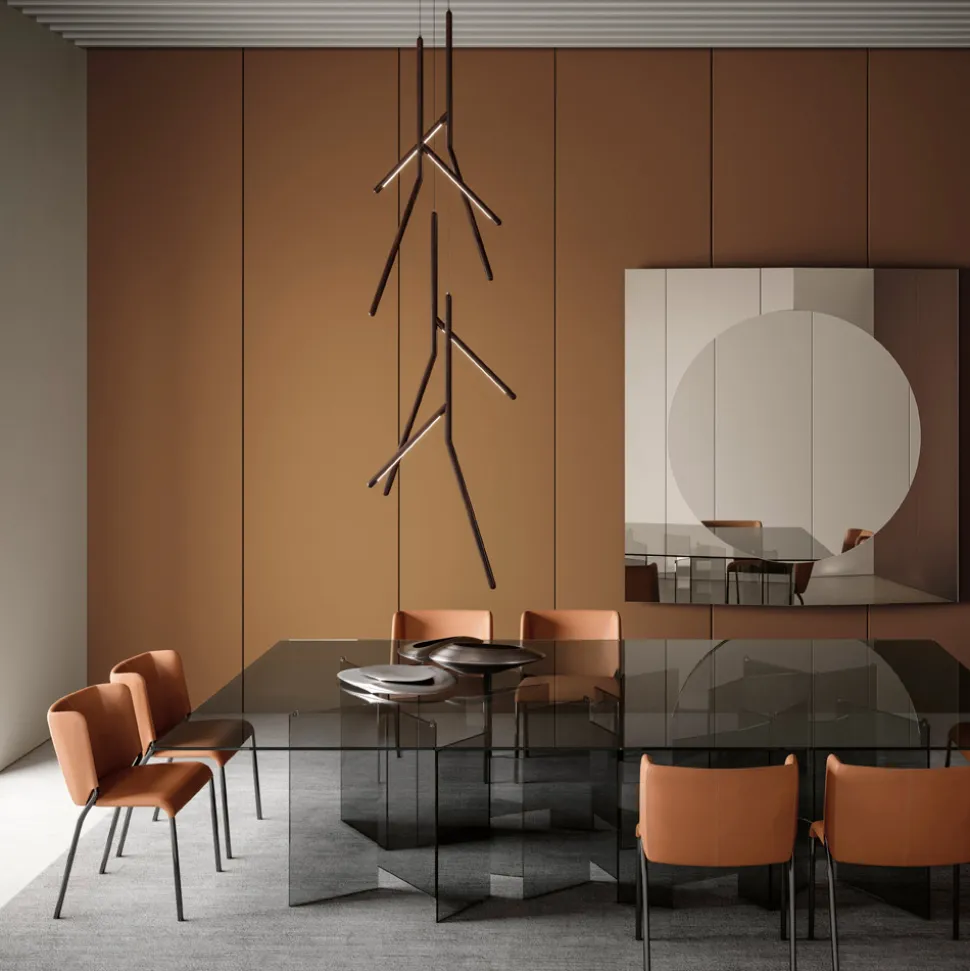 Lampadario a Sospensione con Rosone Unico in Legno Made in Italy - Orlov