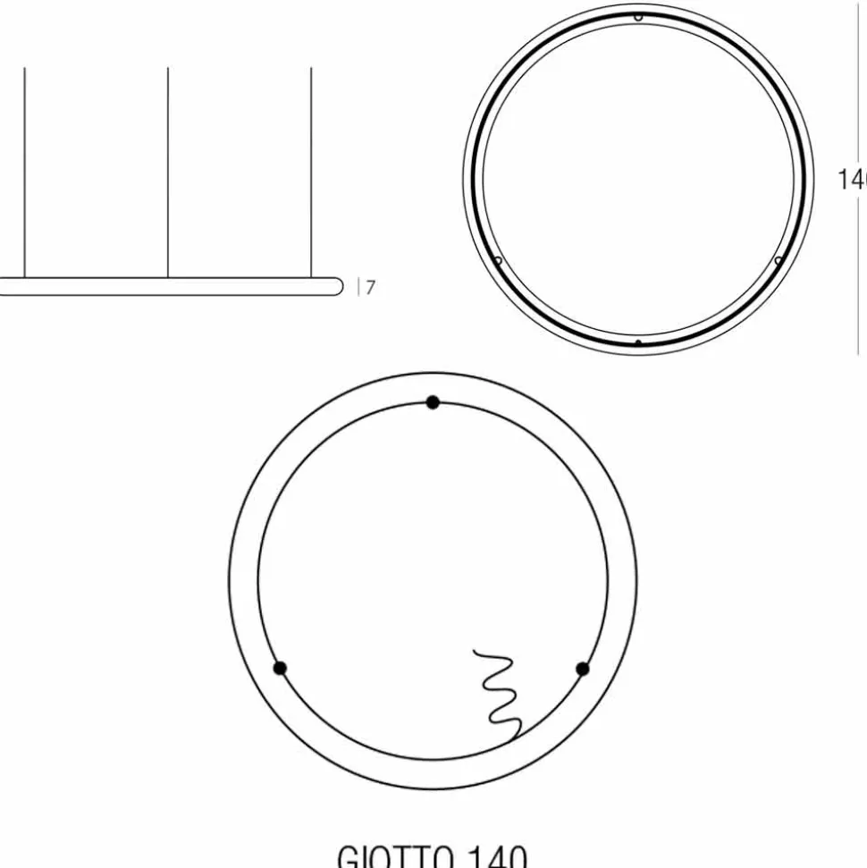 Lampadario Bianco a LED Design con Rosone in Metallo Made in Italy - Slide Giotto