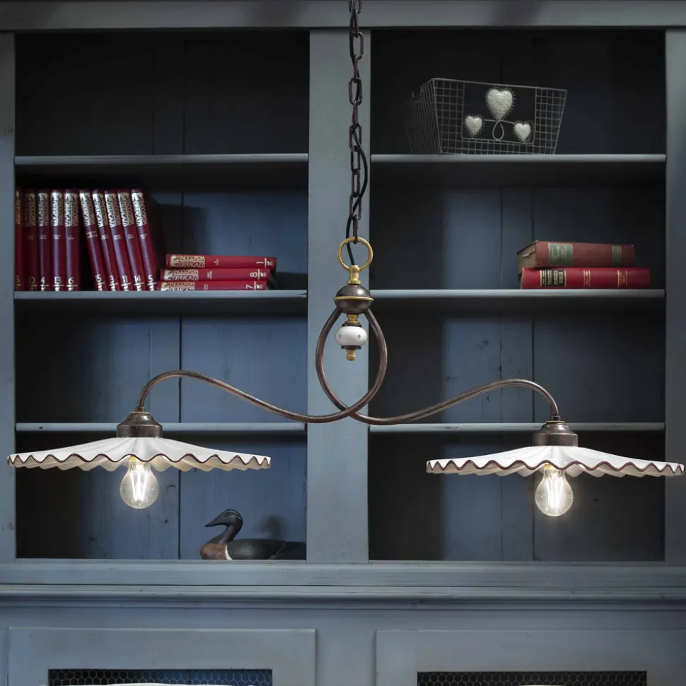Lampadario bilancere in ceramica lucida Ferroluce L'Aquila
