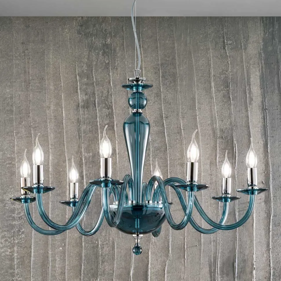 Lampadario Classico Artigianale in Vetro Italiano e Metallo - Oliver