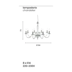 Lampadario Classico Artigianale in Vetro Italiano e Metallo - Oliver