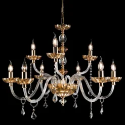 Lampadario classico di design a 9 luci in vetro e cristallo Belle