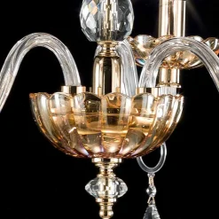 Lampadario classico in cristallo e vetro a 3 luci Belle, made in Italy