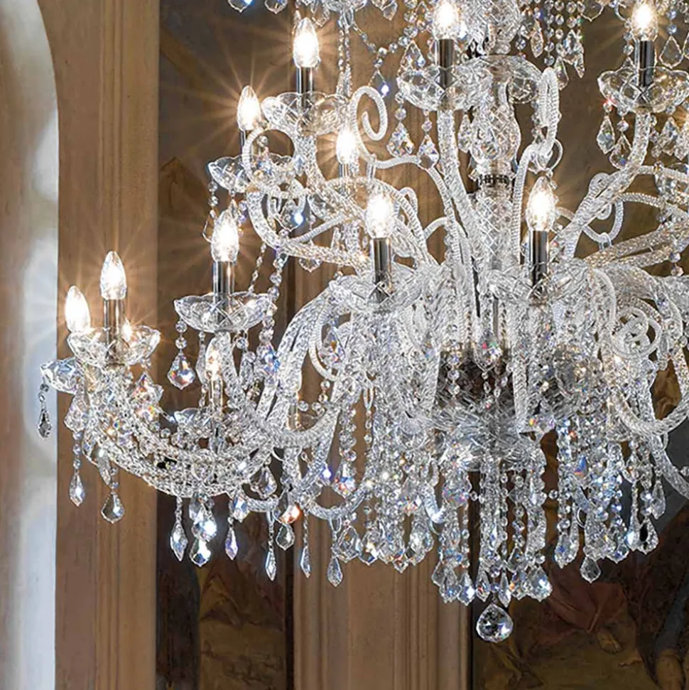 Lampadario Classico 36 Luci in Vetro di Venezia Made in Italy - Fiorentino