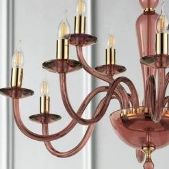 Lampadario Classico 12 Luci in Vetro Italiano Lavorato a Mano - Oliver
