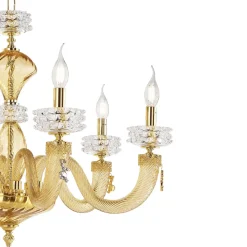 Lampadario Classico 6 Luci in Vetro Artigianale di Lusso Italiano - Saline