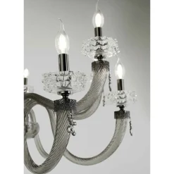 Lampadario Classico 6 Luci in Vetro Artigianale di Lusso Italiano - Saline