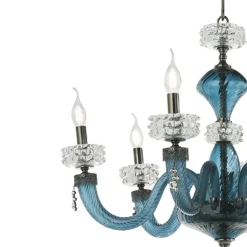 Lampadario Classico 6 Luci in Vetro Artigianale di Lusso Italiano - Saline