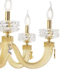 Lampadario Classico 6 Luci in Vetro Artigianale di Lusso Italiano - Saline
