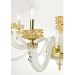 Lampadario Classico 8 Luci in Vetro Artigianale di Lusso Italiano - Saline
