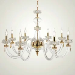 Lampadario Classico 8 Luci in Vetro Artigianale di Lusso Italiano - Saline