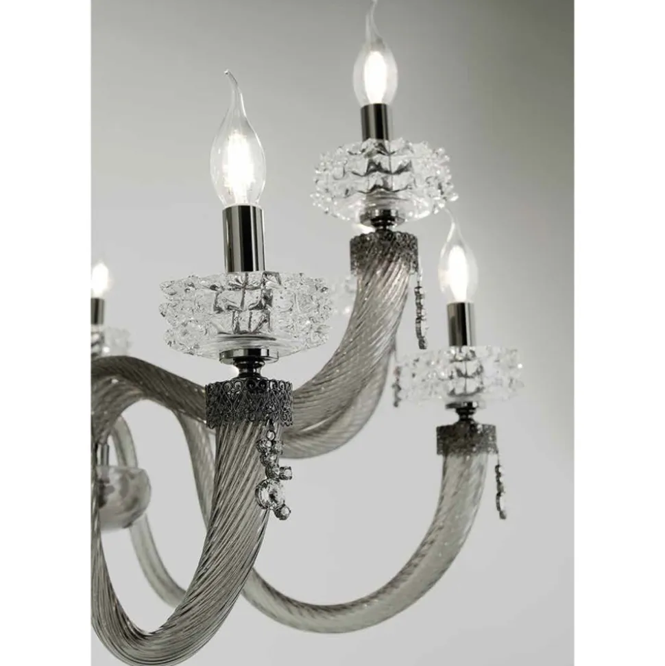 Lampadario Classico 8 Luci in Vetro Artigianale di Lusso Italiano - Saline