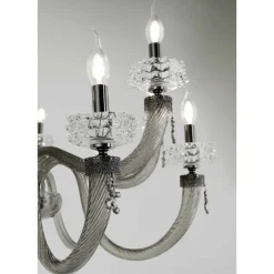 Lampadario Classico 12 Luci in Vetro Artigianale di Lusso Italiano - Saline