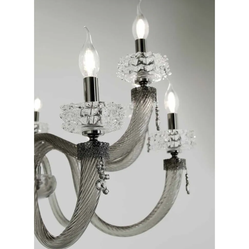 Lampadario Classico 12 Luci in Vetro Artigianale di Lusso Italiano - Saline