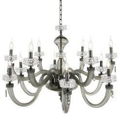 Lampadario Classico 12 Luci in Vetro Artigianale di Lusso Italiano - Saline