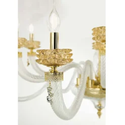 Lampadario Classico 12 Luci in Vetro Artigianale di Lusso Italiano - Saline