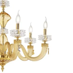 Lampadario Classico 12 Luci in Vetro Artigianale di Lusso Italiano - Saline