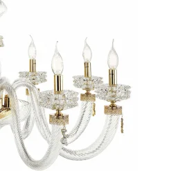 Lampadario Classico 12 Luci in Vetro Artigianale di Lusso Italiano - Saline