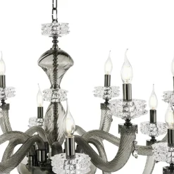 Lampadario Classico 12 Luci in Vetro Artigianale di Lusso Italiano - Saline