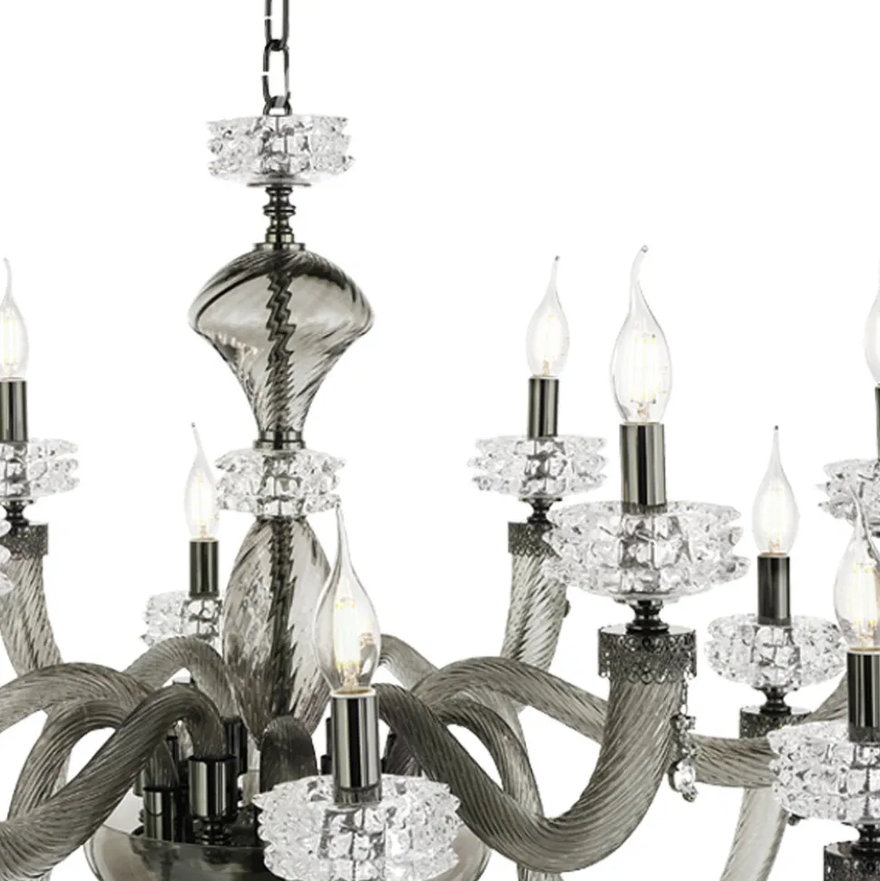 Lampadario Classico 12 Luci in Vetro Artigianale di Lusso Italiano - Saline