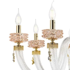 Lampadario Classico 12 Luci in Vetro Artigianale di Lusso Italiano - Saline