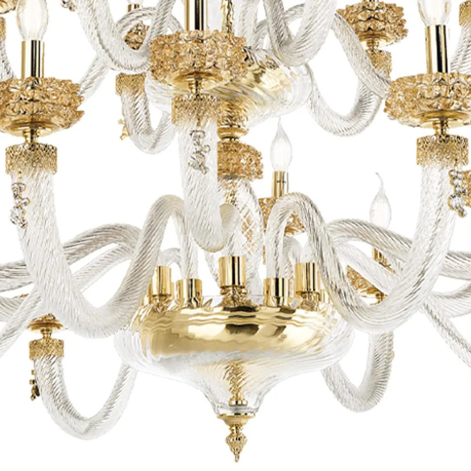 Lampadario Classico 18 Luci in Vetro Artigianale di Lusso Italiano - Saline