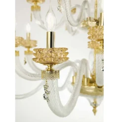Lampadario Classico 18 Luci in Vetro Artigianale di Lusso Italiano - Saline