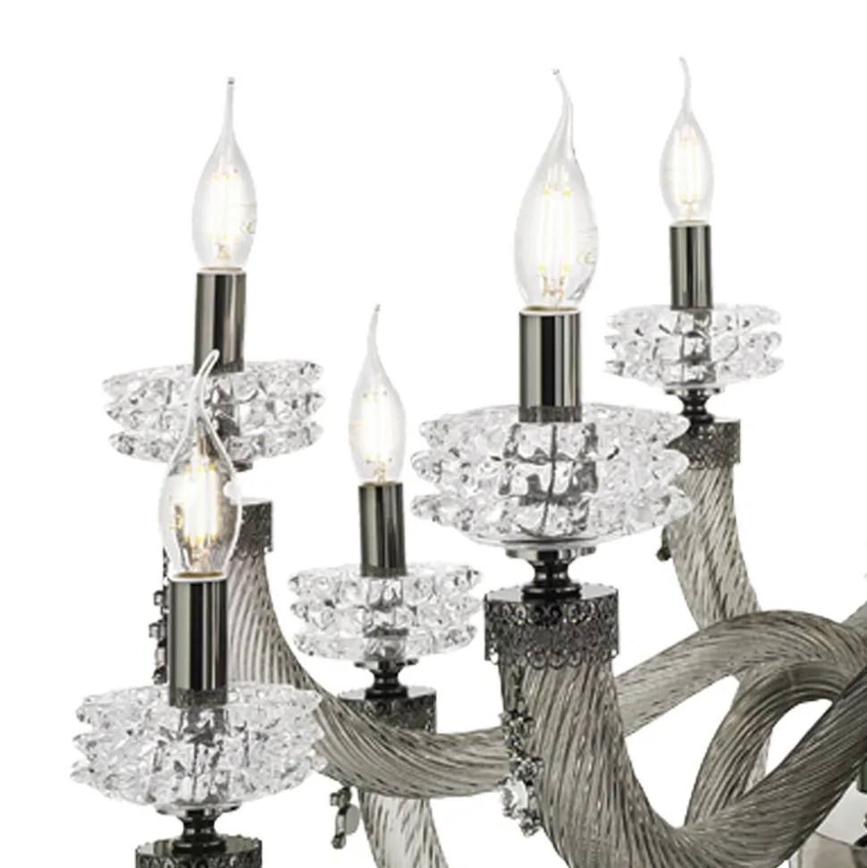 Lampadario Classico 18 Luci in Vetro Artigianale di Lusso Italiano - Saline