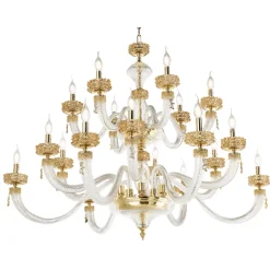 Lampadario Classico 18 Luci in Vetro Artigianale di Lusso Italiano - Saline