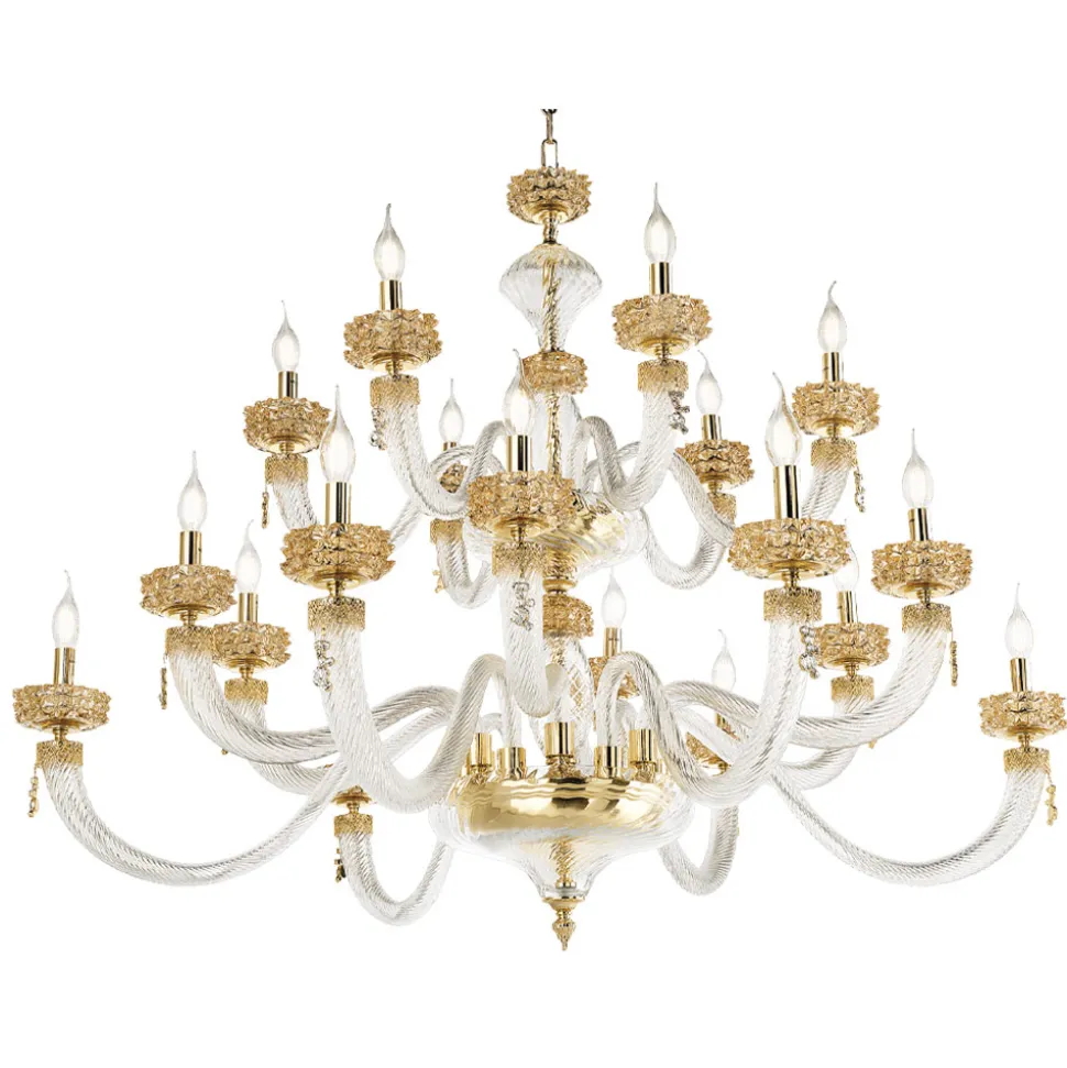 Lampadario Classico 18 Luci in Vetro Artigianale di Lusso Italiano - Saline