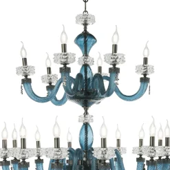 Lampadario Classico 30 Luci in Vetro Artigianale di Lusso Italiano - Saline