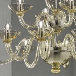 Lampadario Classico 12 Luci in Vetro Veneziano Made in Italy - Foscarino