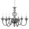 Lampadario Classico 6 Luci Vetro Fumè a Mano Italiano e Metallo - Memore
